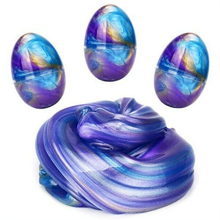 Lawoho Fluffy Slime Colorful Easter Egg Slime Stress Relief Sludge Toys Gifts For Kids Easter Basket Stuffers Birthday Party Favors 3 Pack 6 Oz