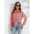 thumbnail image 4 of jinghuiyue Women Shirts Button-up Collared Long Sleeve Plaid Shirt Business Office Casual Tops L, 4 of 6
