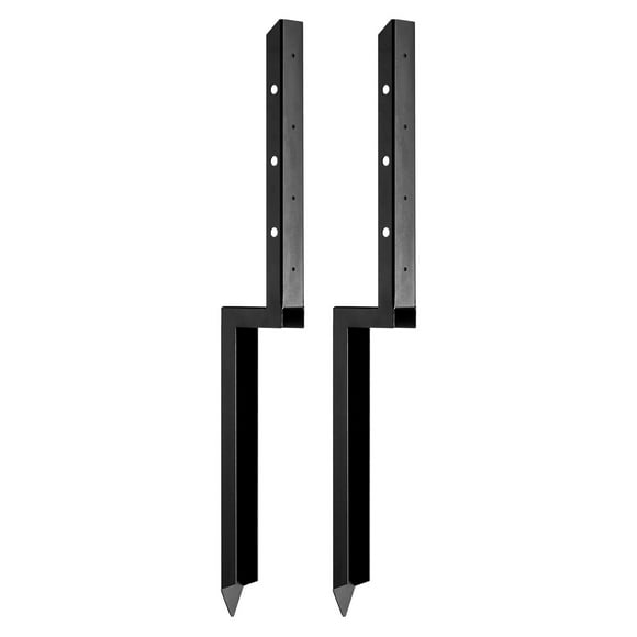KFFKFF Ground Spike Kit for Fence Repair, 2 Units, 2x2 Inch Inner Diameter, Durable Steel Construction, Supports for Fixing Leaning or Damaged Wooden Posts