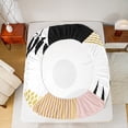 thumbnail image 5 of Homewish Teens Minimalist Stripes Circle 3pcs Twin Sheet Sets,Vintage Aesthetic Leaves Twin Fitted Sheet,Mid Century Breathable Flat Sheet,Luxury Bedroom Decor, 5 of 7