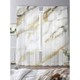 thumbnail image 3 of Marble Texture Sheer Curtains for Living Room Bedroom, Light-filtering Sheer Curtain, Abstract White Gold Crack Modern Style Rod Pocket Voile Window Treatment Drapes, 52’’Wx96’’L, 2 Panels Set, 3 of 7