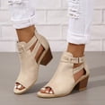 thumbnail image 6 of GHSOHS Boots for Women Winter Boots Ankle Booties Shoes Heel Boots for Women Heeled Sandals for Women Sexy Block Heels Boots Zip Back Ankle Strap Comfortable Open Toe Sandal Summer Dress Shoes,Size 8, 6 of 7