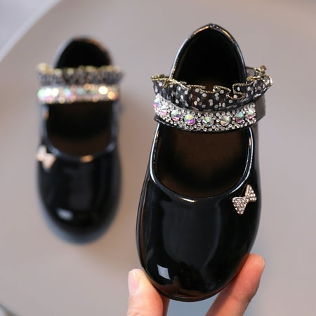 Abomasnow Baby Girls Mary Jane Dress Shoes Wedding Party Ballerina Flats Girls Shoes Ballet Flower Girl Shoes Leather Toddler First Walker Crib Shoes