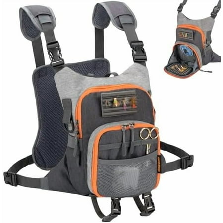 QulayQualy Fly Fishing Chest Pack Vest Bag - Fishing Tackle Storage Fits Up to 2 Fly Boxes Fly Fishing Bag for Outdoor