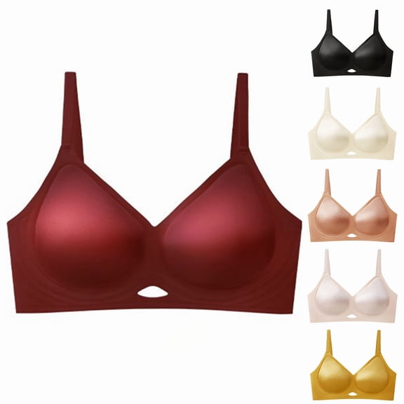 Women's Plus Size Wireless Bra Low Back Soft Support Lingerie, Thin Cup Breathable Underwear, Gathering Push Up Bralette, Seamless Smoothing Vest, Beautiful U Back Daily Top