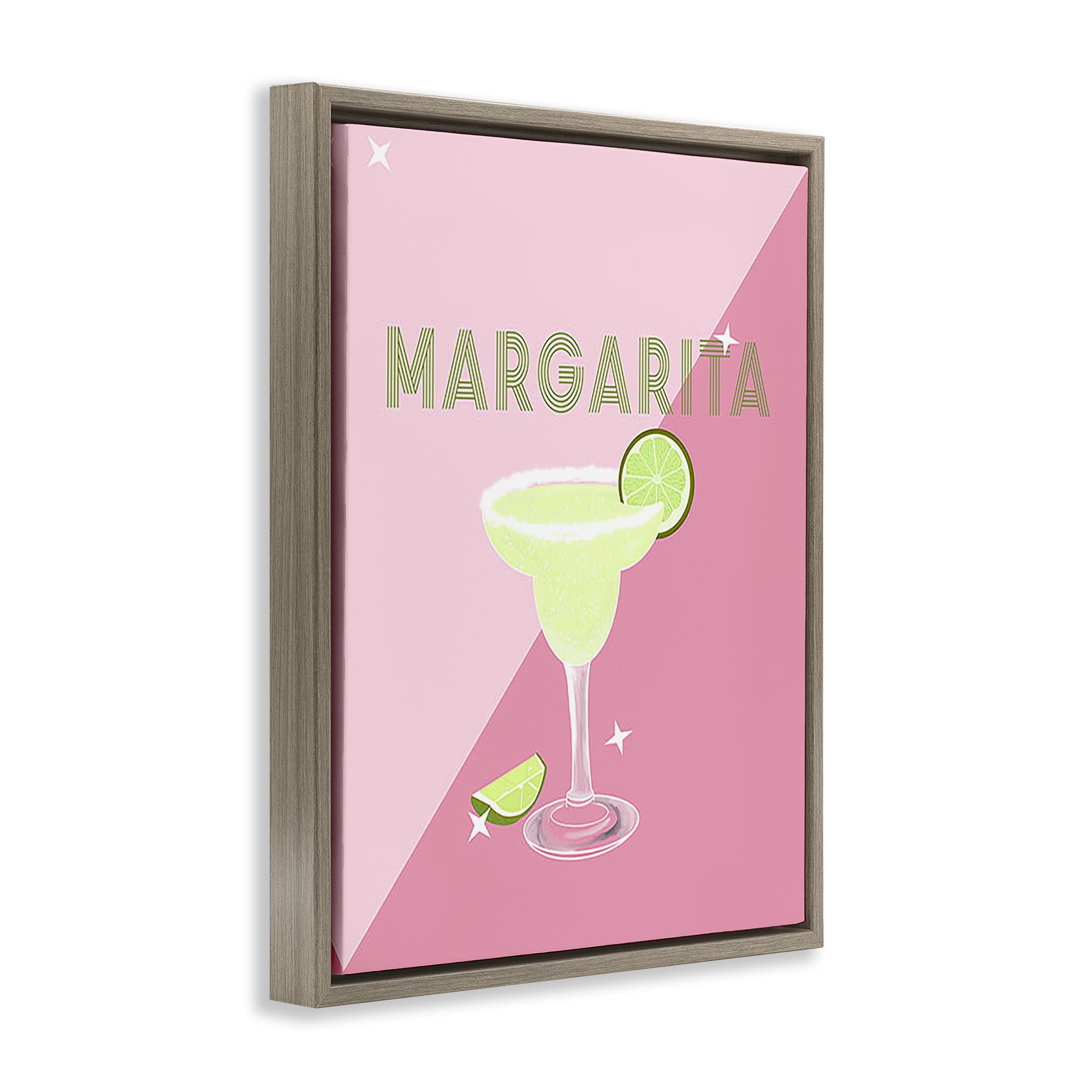 Stupell Industries Modern Margarita on Pink Food & Beverage Painting Brown Floater Framed Canvas Art Print Wall Art, 17 x 21