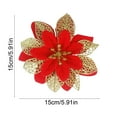 thumbnail image 3 of Christmas Simulation Flower Ornament, 5.9 in Plastic Artificial Poinsettia Decoration, Reusable Holiday Faux Flower for Tree, Wedding, Party & Home Décor, 3 of 5