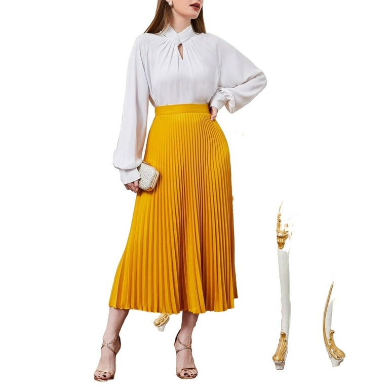 Mustard pleated skirt discount