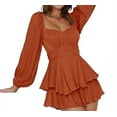 thumbnail image 2 of Women's Long Sleeve Ruffle Layer Tie Mini Short Romper, 2 of 5