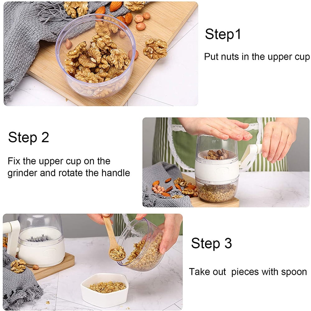 Casewin Nut Chopper Grinder, Manual Nut Grinder Multifunctional Dried Fruit Crusher Peanut Masher Nut Chopper Peanut Grinding Device for All Nuts Walnut Pecan Gray