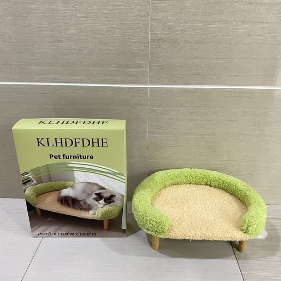 KLHDFDHE Pet furniture, Cat Bed with Removable Washable Cover, Elevated Cat Couch for Cats & Small Medium Dogs, Wooden Pet Sofa Modern Pet Furniture