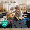 thumbnail image 4 of ODIKA 6'x9' Washable Area Rug Record Graffiti Grunge Disc Round Movie Eight Music Note Vinyl Playful for Family Room, Living Room, Master Bedroom, Non-Slip, Easy Care, 4 of 7