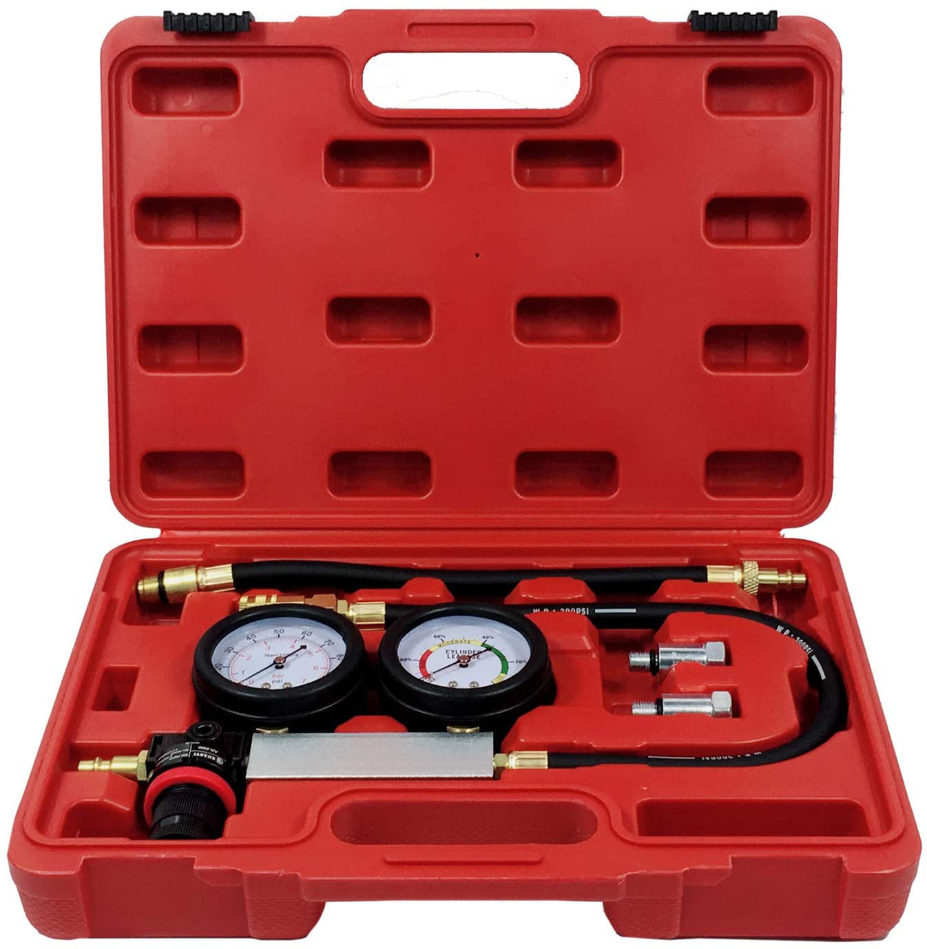 ThreeH TU-21 Cylinder Leak Detector Engine Compression Tester Gauge Kit for Petrol Engine with 12 and 14mm Spark Plugs MA05 