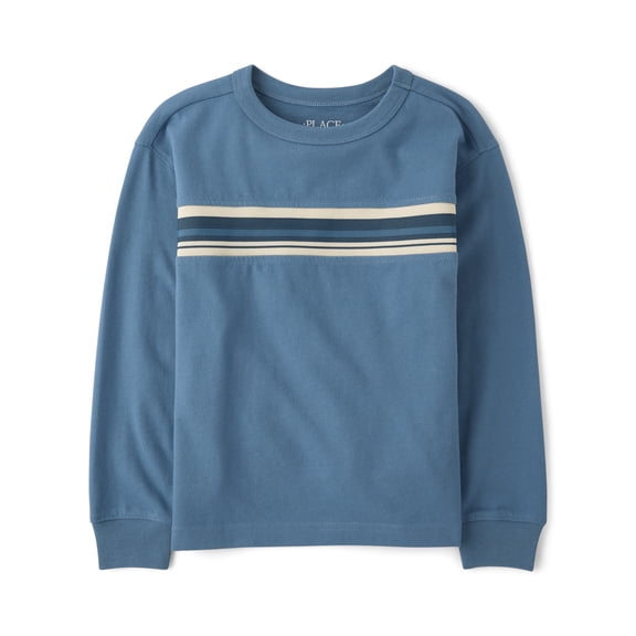 The Children's Place Boys Long Sleeve Striped Sueded Top, Sizes XS-XXL