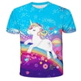thumbnail image 1 of 2022 Girls Summer T-shirts Unicorn Cartoon Rabinbow Short Sleeve Top Kids Tops for Girls Clothes8T Gong Bohan LED, 1 of 2