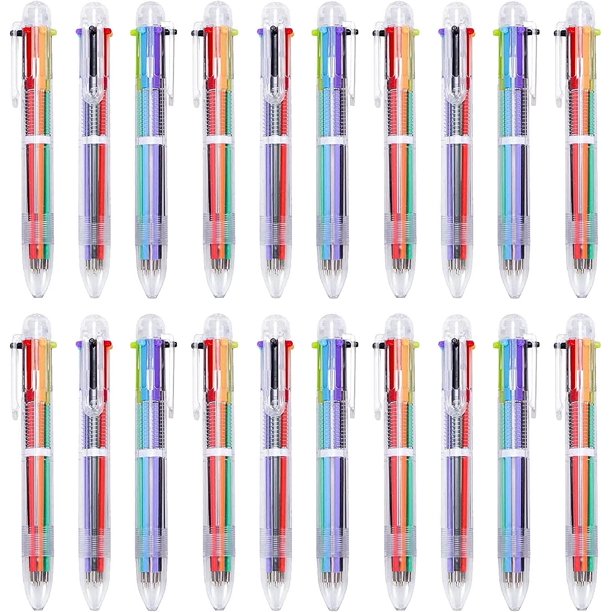 20 unidades de bolígrafos retráctiles multicolores: 6 en 1 bolígrafos multicolor, 0,7 mm tinta multicolor para oficina para dibujar y escribir para estudiantes, niños, oficina, suministros escola