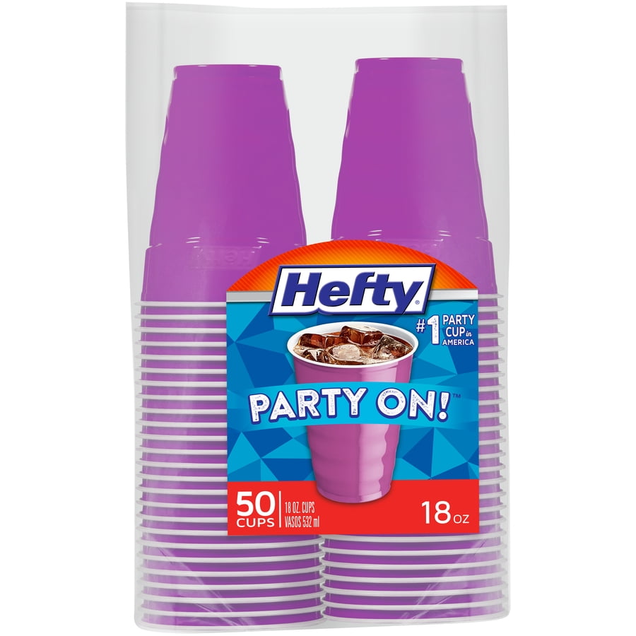 Hefty Purple Plastic Party Cups, 18 Ounces, 50 Count