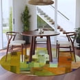 thumbnail image 3 of Round Rugs 7Ft, Abstract Yellow Round Area Rug Washable Indoor Throw Carpet, Painting Buildings Geometric Modern Art Large Non Slip Circle Rug for Dining Room Playroom Home Decor Aesthetic, 3 of 8