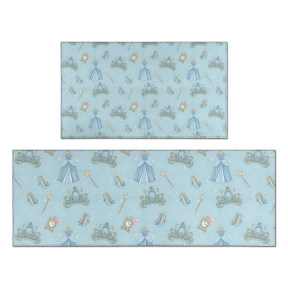 Princess Pattern Kitchen Rugs Sets Of 2,Anti Fatigue Kitchen Mat Rugs Non Slip Washable,Decorative Kitchen Floor Mats for Kitchen,Sink,Laundry,17"x30" 17"x47"