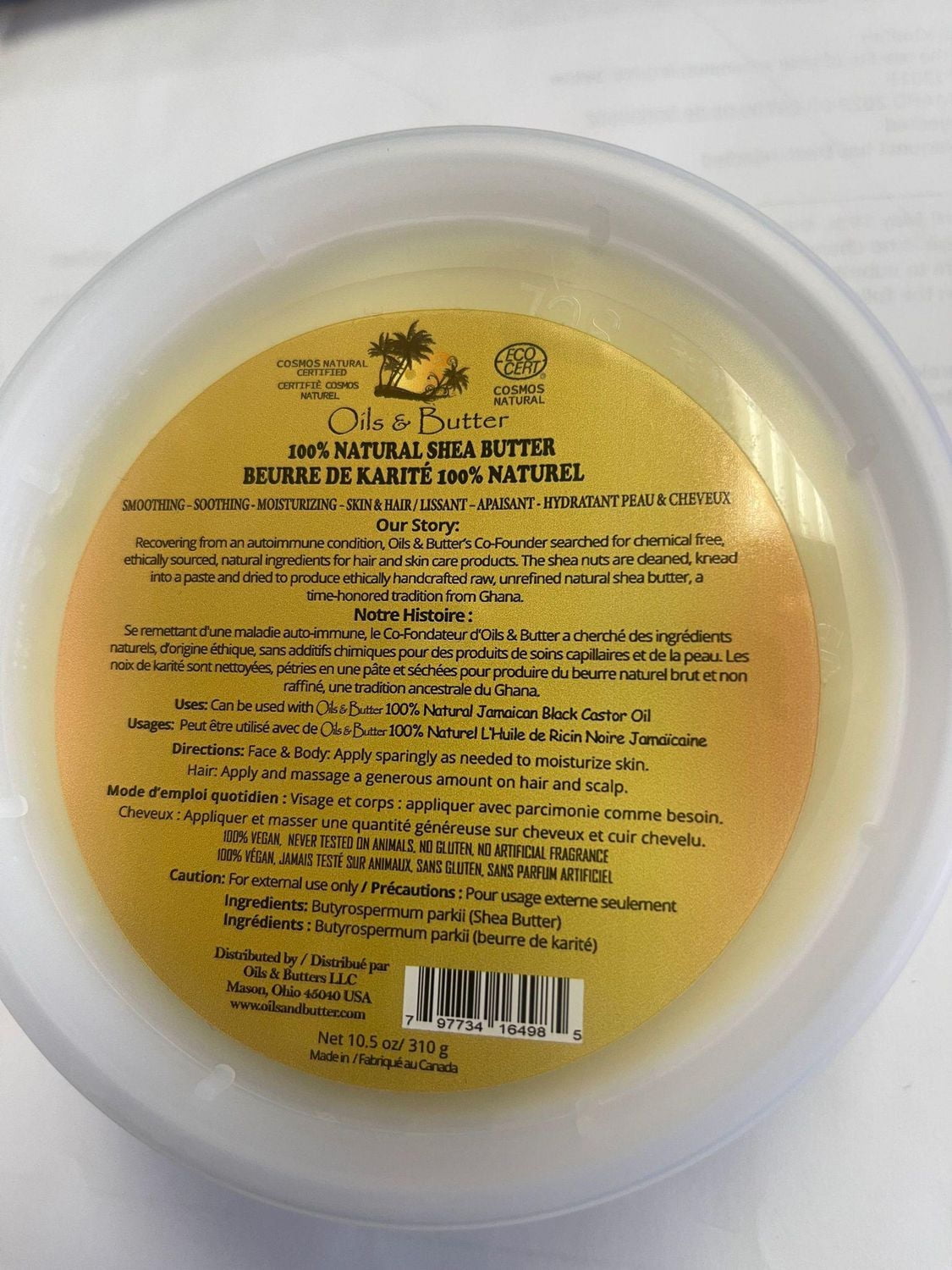 Huiles & beurres Beurre de Karité 100% Naturel 10,5 fois