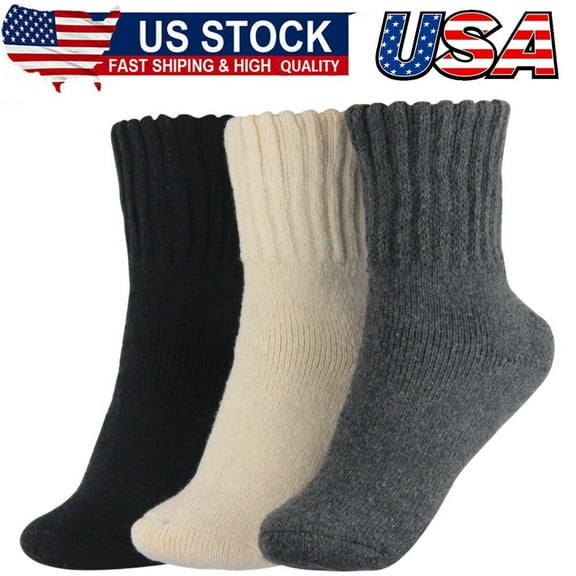 6 Pairs Women's Winter Boots Socks Thick Warm Cozy Crew Socks Solid Color