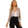 thumbnail image 1 of Blusa Allegra K con Botones para Mujer Manga Larga Transparente Top Gris S, 1 of 6