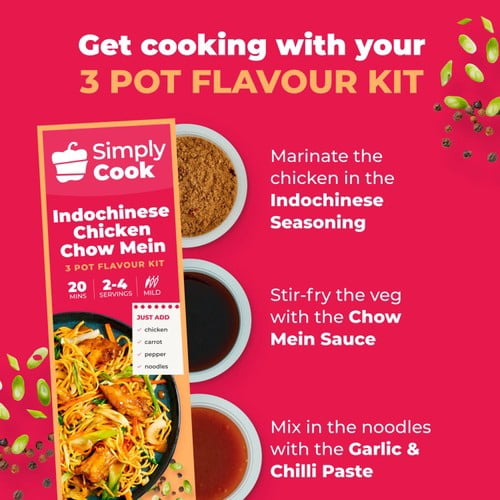 Simply Cook Indochinese Chicken Chow Mein 52g, British Import (Pack of 2)