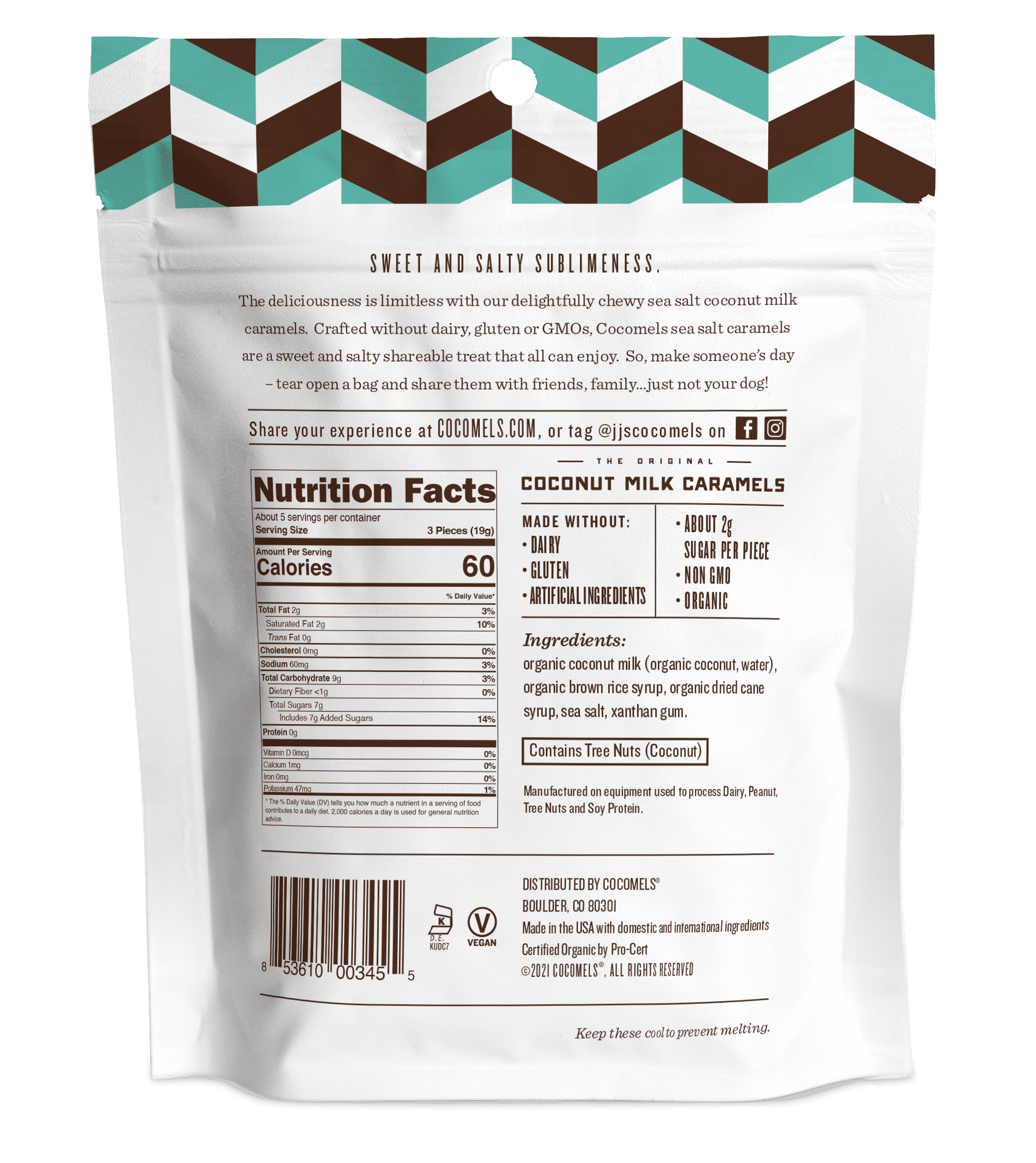 (2 pack) Cocomel Organic Coconut Milk Caramels Sea Salt, 3.5 oz