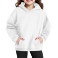 thumbnail image 1 of Cowsor Cute Hoodie for Teen Girls Trendy Solid Color Preppy Hooded Sweatshirts Kids Pullover Long Sleeve School Outfits, 1 of 7