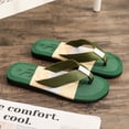 thumbnail image 5 of longantii Men's Flip Flops with Arch Support - Beach Sandals Quick-Dry EVA & Woven Straps Green, 5 of 7
