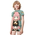 thumbnail image 2 of Anya Forger Spy X Boys Rash Guard Set 2 Piece Swimsuits Short Sleeve Bathing Suits with Trunks, 2 of 7
