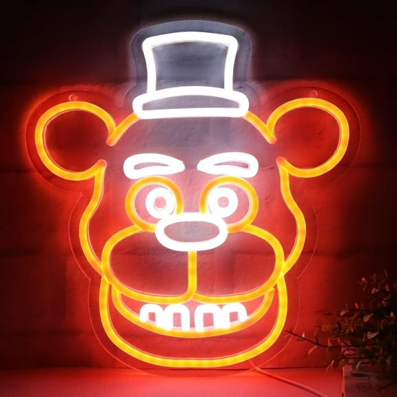 JFLLamp Fnaf Bear Neon Sign Orange 12.2x13.2 inch Night Adventure USB Powered for Bedroom/Game Room/Esports Space/Party Decor