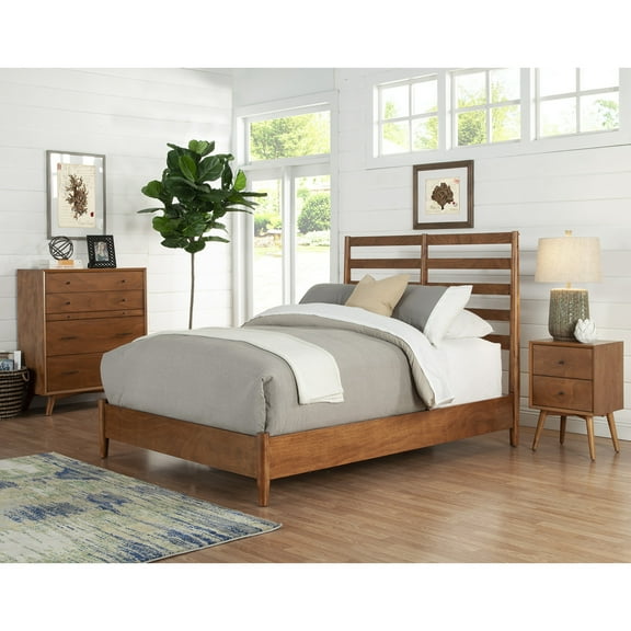 Queen Bed with Slat HeadboardNailhead Trim - Bedroom Furniture Set