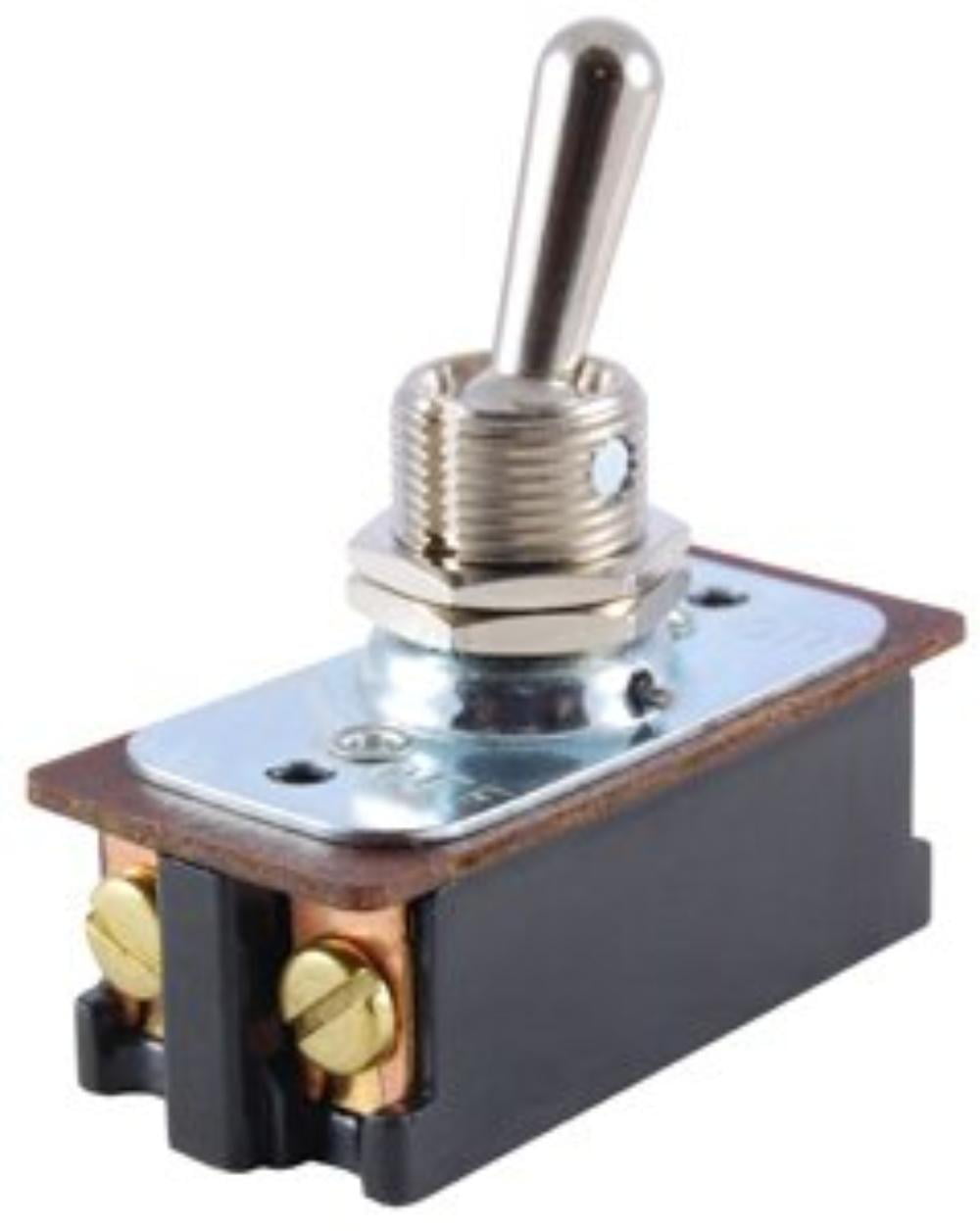 NTE Electronics 54-096 Bat Handle Toggle Switch SPST Circuit On-None-On Action 125V Inc. 6 Amp Brass/Nickel Plate Actuator Screw Mount Terminal