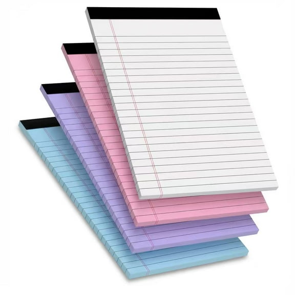 Aixiny 4-Pack Assorted College Ruled Notepads, 5" x 8", 50 Sheets, 4 Count