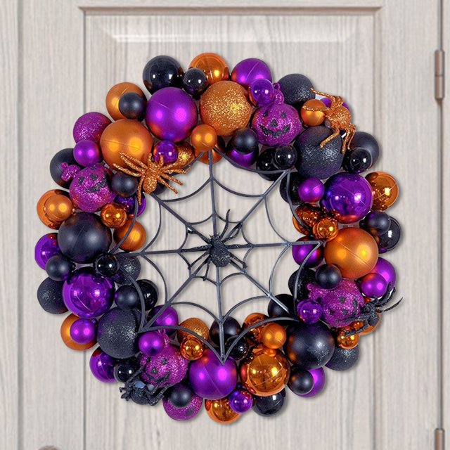 Adornos de bolas de Halloween Decoración de corona redonda para decoración de fiesta (estilo B) Tmvgtek Para estrenar