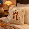 thumbnail image 4 of Fall Decorative Pillows, Pumpkin Throw Pillow Cover, 18x18 in White Plaid Knit Design, Couch Thanksgiving Decor, Ccwuwei, 4 of 5