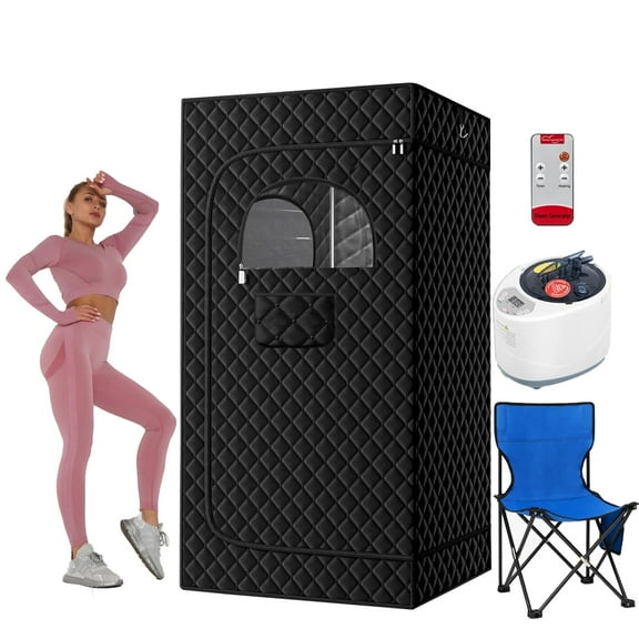 BITOUSHI Portable Sauna,Portable Sauna for Home,Portable Steam Sauna,Sauna Tent with 1200W & 3.0L Steamer, Remote Control, Folding Chair at Home Sauna