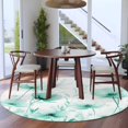 thumbnail image 3 of Round Rugs 5Ft, Teal Spring Floral Round Area Rug Washable Indoor Throw Carpet, Summer Botanical Watercolor Vintage Soft Non Slip Circle Rug for Cabinet Bathroom Home Decor Aesthetic, 3 of 8