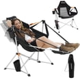 thumbnail image 1 of KingCamp Hamaca Sillas de camping con reposapiés, silla plegable con marco de aleación de aluminio, asiento alto acolchado ajustable con almohada, mecedora con portavasos en el reposabrazos, 1 of 5
