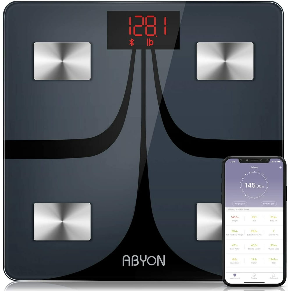 ABYON Bluetooth Smart Bathroom Scales for Body Weight Digital Body Fat