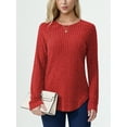 thumbnail image 3 of Aiyino Long Sleeve Shirts Blouses For Women Loose Fit Dressy Tunic Tops Crew Neck Pullover Sweaters,Red S, 3 of 10