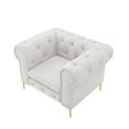 thumbnail image 6 of Nicole Miller Melia Sinous Spring Leather Button Tufted Modern Club Chair with Y-Leg for Living Room,White, 6 of 9