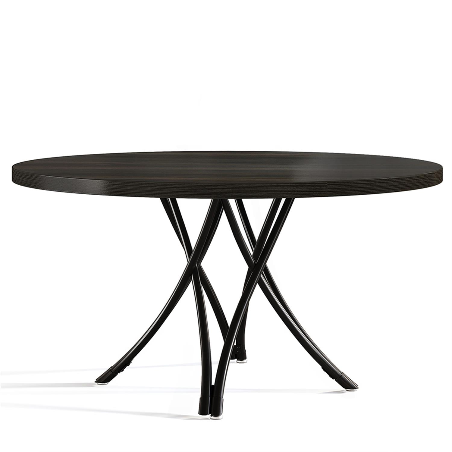 Demi Bonn 47" Circle Dining Table Set for 2-4 People, Indoor Outdoor Kitchen Table for Dining Room, Home Office, Living Room Furniture, Brown