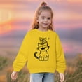 thumbnail image 2 of AJTQTH Cute Cat with Flower Print Long Sleeve Graphic T-Shirts for Kids Boys Girls Casual Round Neck Pullover Tops Loose Lightweight Soft Cotton Tees Shirt Yellow 3-4 Years, 2 of 4