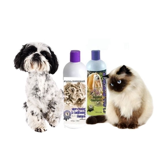 #1 All Systems Basic Cleaning & Conditioning Pet Grooming Set .  Basic 2 Product Package With #1 All Systems Super Cleaning & Conditioning Shampoo    #1 All Systems Botanical Conditioner