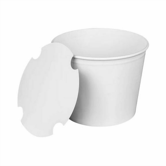 Food Bucket with Lid, 85 oz, 7.36" Diameter x 6" h, White, Paper, 180/Carton | Bundle of 2