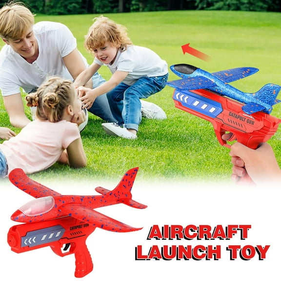 Loespoir Catapult Foam Airplane, Airplane Shooter with Foam Glide Planes for Kid, Outdoor Flying Toys, Gifts for Birthdays, Holidays, Christmas, Year, Thanksgiving, Red