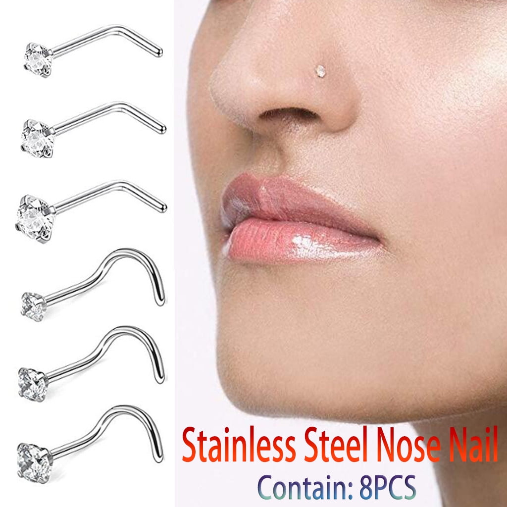 Buy VAMA Fashions Nose Stud Pin Rings for Pierced Nose Pins with Piercing  for Women Online at Best Prices in India - JioMart.