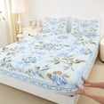 thumbnail image 3 of Homewish Country Floral Bed Sheets,Kawaii Bow Tie King Sheets,Blue Brown Sheet Set For Teens,Ultra Soft Home Decor,4 Pieces, 3 of 7